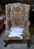 Vintage Chippendale Wing Chair (Good Bones—Needs Reupholstering)