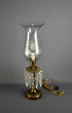 13.5” H Electric Lamp w/ Elegant Globe & Prisms
