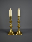 Pair of 10” H Antique Brass Candlesticks