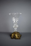 17” H Brass & Crystal Vase