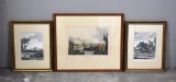 Set of 3 Antique Colored Engravings depicting Hunting Scenes, Havell, Cass, Dodd