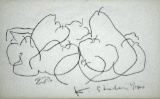 Abstract Still Life, Line Drawing on Paper, Signed “K Stuber 2/1966”, Nicely Matted & Framed