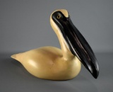 Hand Carved & Painted 10 x 19” L Wooden Pelican by French Broad River Decoy Company