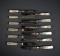 Twelve American Cutlery Co. Fruit Knives w/ Sterling Silver Mounts, MOP Handles