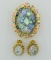 Dazzling Vintage Matching Rhinestone Demi Parure Brooch Pin (2.5” L) & Earrings (1” L)