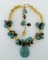 Remarkable Turquoise, Tiger Eye & Amber Bead Necklace w/ Pendant, Adjustable Up to 19” L