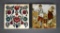Lot of Two Vintage 6” Square Hand Painted Tiles, Jack & Jill / Bird w/ Flowers Motifs