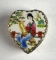 Hand Painted Ceramic Heart Shaped Trinket Box/Compact