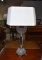 Elegant Antique Crystal & Brass Converted Table Lamp with Small Paw Feet