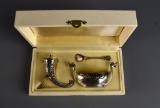 David Andersen Norway Sterling Salt & Pepper Set w/ Box, Viking Ship Theme