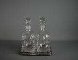 Pair of Verdier & Co Decanters and LBS Co. Silver Plate Under Tray
