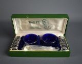Boxed Pair of Cobalt Blue Silver Plate Salts & Shakers “Ballet” by Raimond Japan
