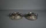 Pair of Antique Serge Nekrassoff Hand Made Pewter Candle Holders