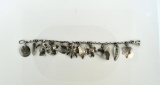 Charming Vintage Stewart Nye Hand Wrought Sterling Silver Charm Bracelet, 6.75” L