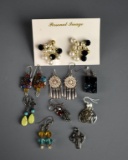 Lot of Eight Costume Jewelry Earring Pairs & Cross Pendant
