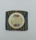 Pretty Vintage Guilloche Enamel Compact with Knit Storage Case
