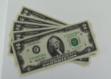 Set of 5 Uncirculated Consecutive Serial No. FR#1995F Atlanta US $2 Federal Reserve Notes