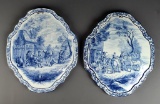 Pair of Lovely Early 18th C. Meissen Decorative Wall Plaques, 14” H, Augustus Rex Marks