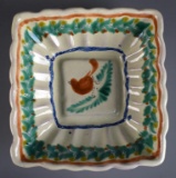Vintage Gorky Gonzalez Mexican Pottery Square Bowl w/ Bird Motif, Marked