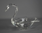 Cofrac Art Verrier Signed French Mid-Century Art Glass Swan, 10.5” L
