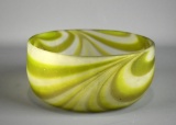 Mid-Century Blown Art Glass Green Swirl Bowl, 7.25” Diam.