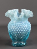 Vintage Fenton Blue Opalescent Hobnail Vase
