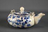 Lovely Vintage Chinese Blue & White Squat Teapot