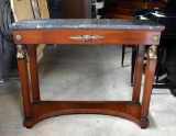 JS Inc. Cabinetmaker Marble Top Empire Style Pier Table