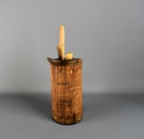 Antique Canes Newmarket Wooden Quart Ewer w/ Wooden Utensils