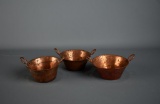 Lot of Three Small Copper Vessels w/ Handles