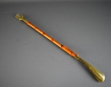 Vintage Bamboo & Faux Horn Shoe Horn / Back Scratcher