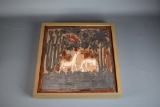 Mexican Mid-Century Framed Tile Signed Amado Galvan