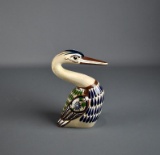 Mexican Mid-Century Pottery Egret, Signed Mateos