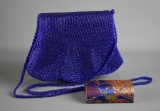 Vintage Deep Blue Hand Beaded La Regale Ltd. Handbag & Lipstick Case