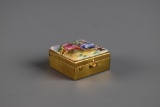 Miniature Handpainted Courting Scene Ceramic & Brass Compact