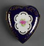 Hand Painted Heart Shaped French Limoges Trinket Box