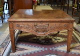 Beautifully Carved Vintage Coffee Table with Handsome Woodgrain