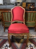 Exquisitely Carved Shadell & Bachmann, Inc., NYC Side Chair, Scarlet Red Upholstery