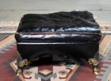 Remarkable Vintage Ram's Hoof Footed Ottoman / Stool with Leather Seat