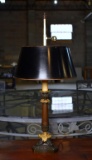 Fine Vintage Ormolu & Bronze Table Lamp, Black Metal Shade