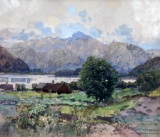 Fritz Lach (Austrian 1868-1933) “Der Traunsee Bei Altmunzfer” Watercolor 1920, Signed Lower Right