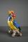 Colorful 12” H Asian Ceramic Parrot, Blue Back