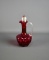 Cranberry & Clear Glass 7” H Cruet w/ Stopper