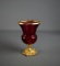 Gilt & Cranberry Glass 5” H Compote w/ Gilt Metal Base