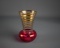 Gilt & Cranberry Glass 3.5” H Vase