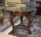 Remarkable Centerpiece Round Table with Heavy Carved Legs & Paw Feet, Heavy Glass Top