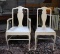 Two Hale Company Queen Anne Style Dining Chairs, 1 Master 1 Side, Cream Finish