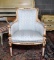 Elegant Light Finish with Blue Satin Upholstery Armchair (Lots 5 & 6 Match)