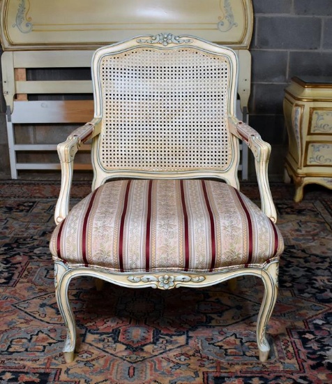 Pretty Light Finish Caned Back Armchair (Lots 9 & 10 Match)