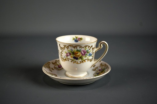 Regal China Occupied Japan Demitasse Cup & Saucer, Floral Bouquet Motif
